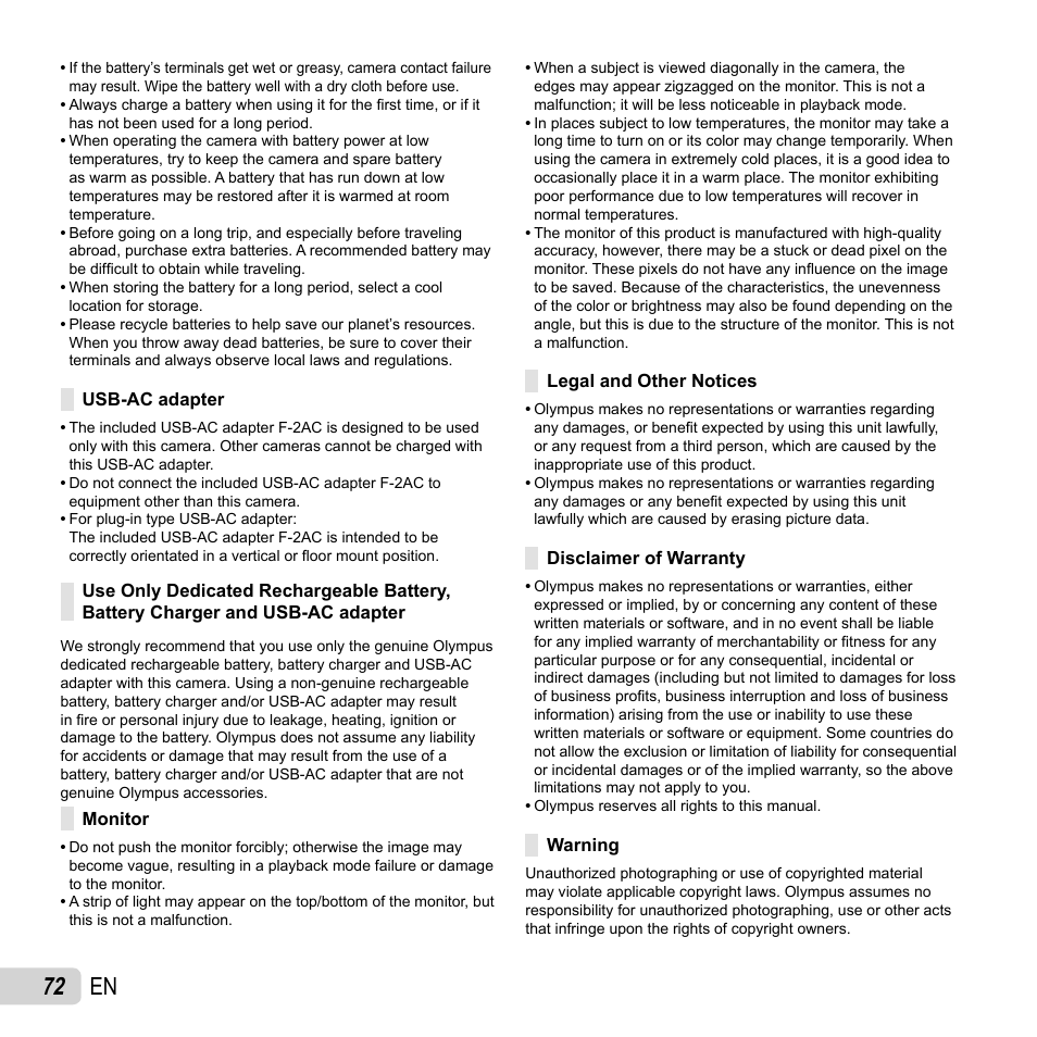 72 en | Olympus SZ-31MR iHS User Manual | Page 72 / 82