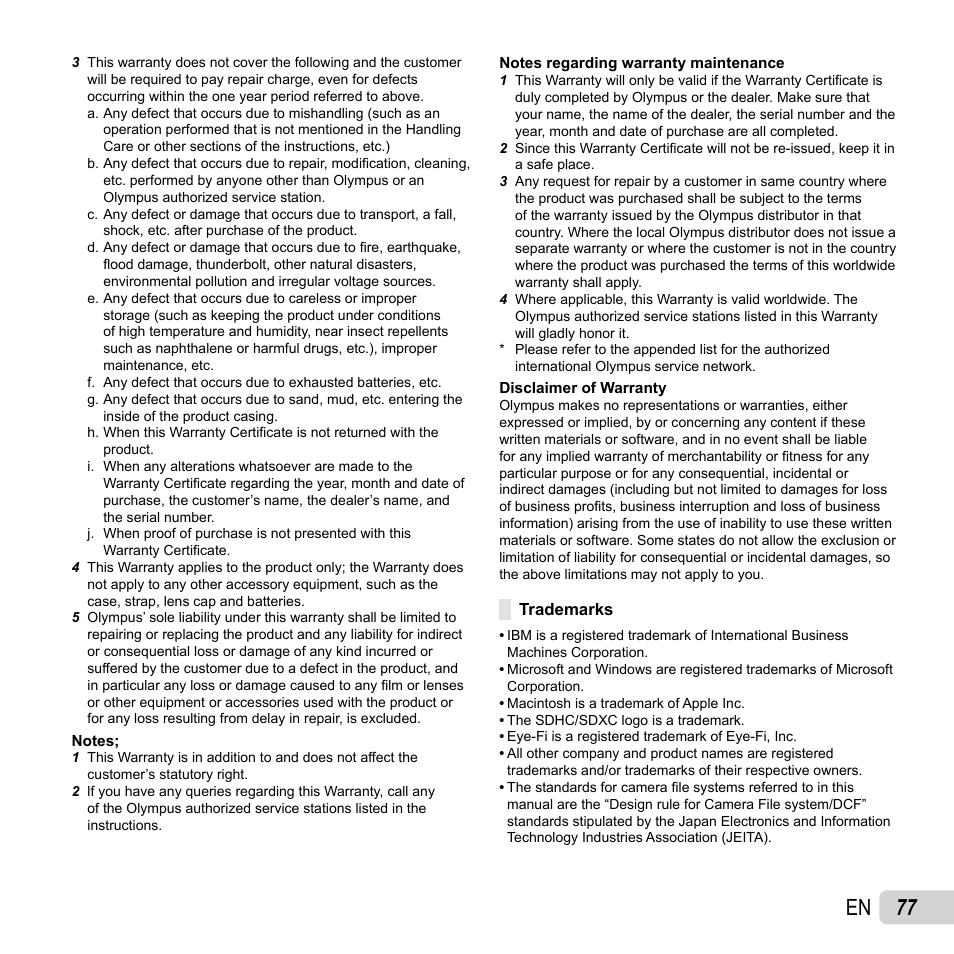 77 en | Olympus SZ-31MR iHS User Manual | Page 77 / 82
