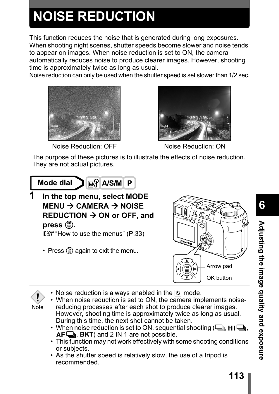 Noise reduction, P.113 | Olympus C-750 Ultra Zoom User Manual | Page 114 / 238