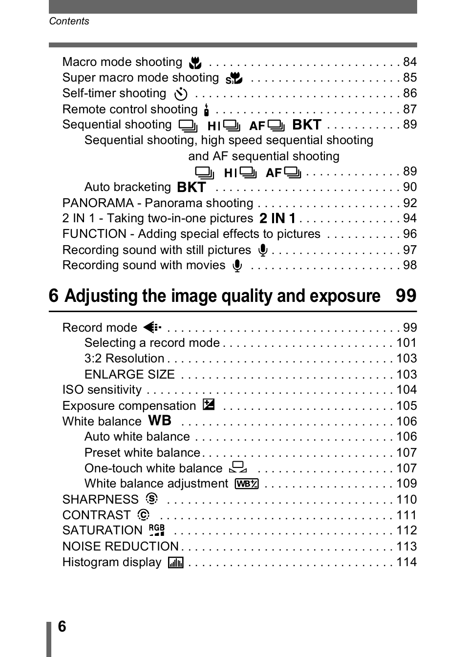 6 adjusting the image quality and exposure 99 | Olympus C-750 Ultra Zoom User Manual | Page 7 / 238