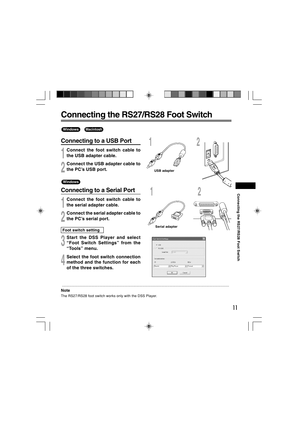 Connecting the rs27/rs28 foot switch | Olympus AS-4000 User Manual | Page 11 / 24