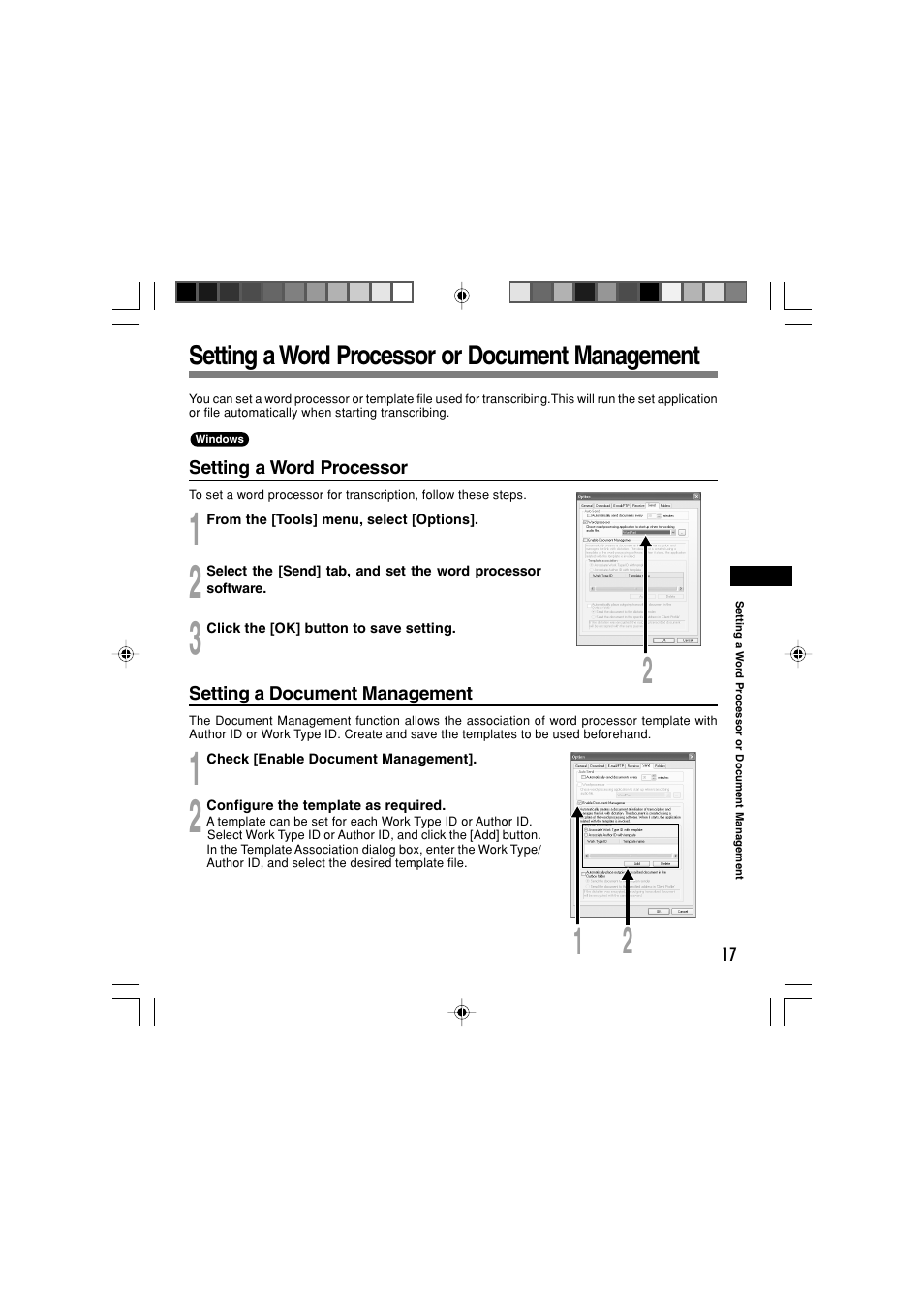 Setting a word processor or document management | Olympus AS-4000 User Manual | Page 17 / 24