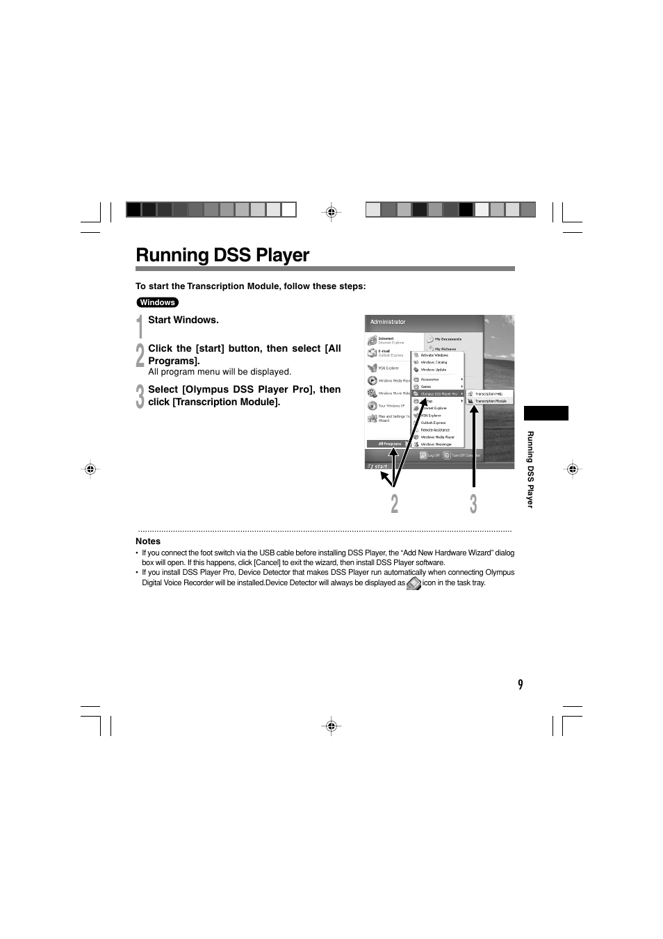 Running dss player | Olympus AS-4000 User Manual | Page 9 / 24