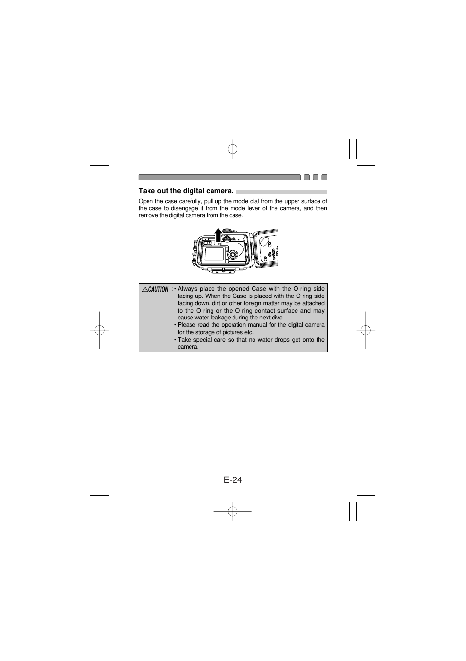 Take out the digital camera, E-24 | Olympus PT-024 User Manual | Page 25 / 37