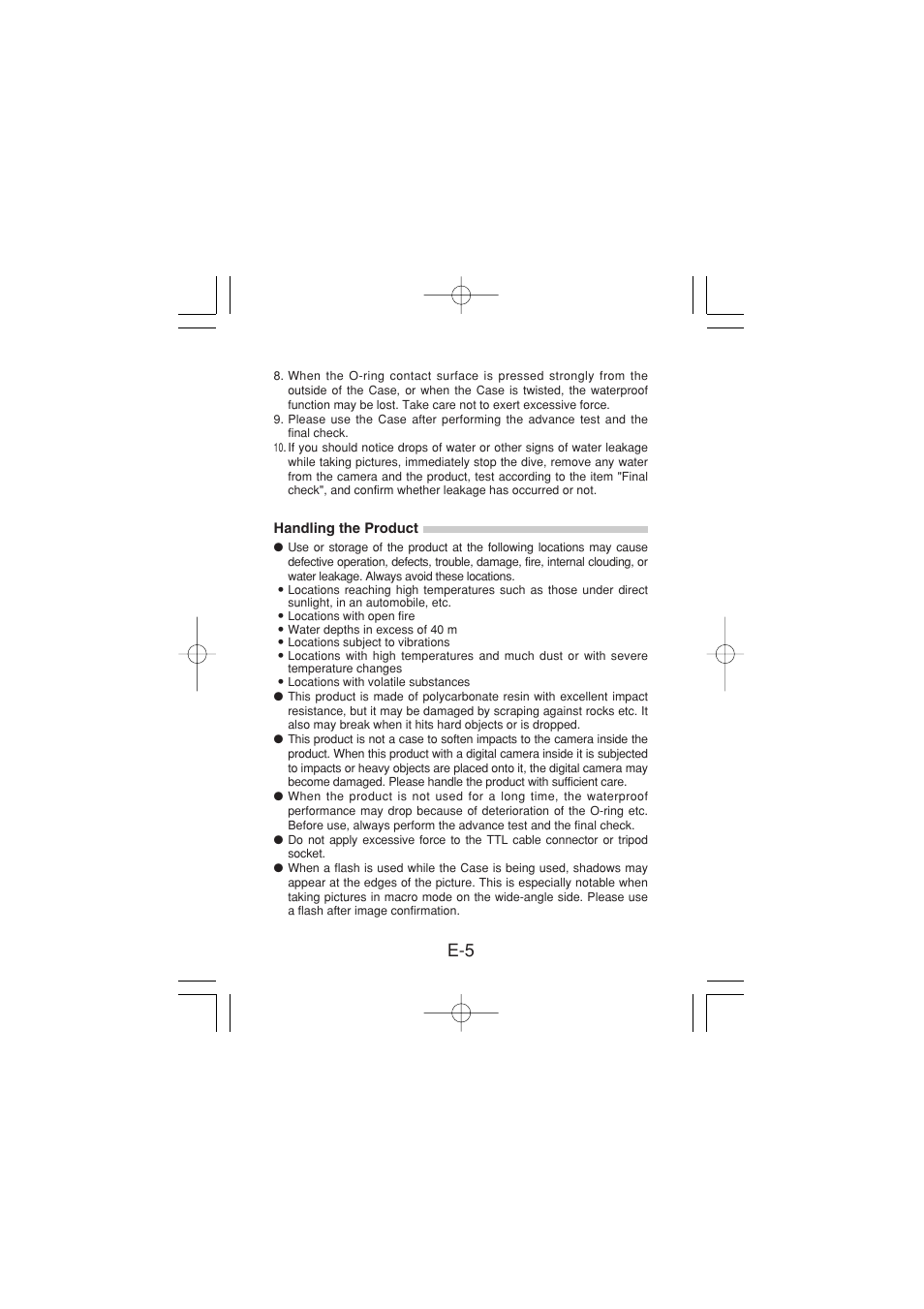 Handling the product | Olympus PT-024 User Manual | Page 6 / 37