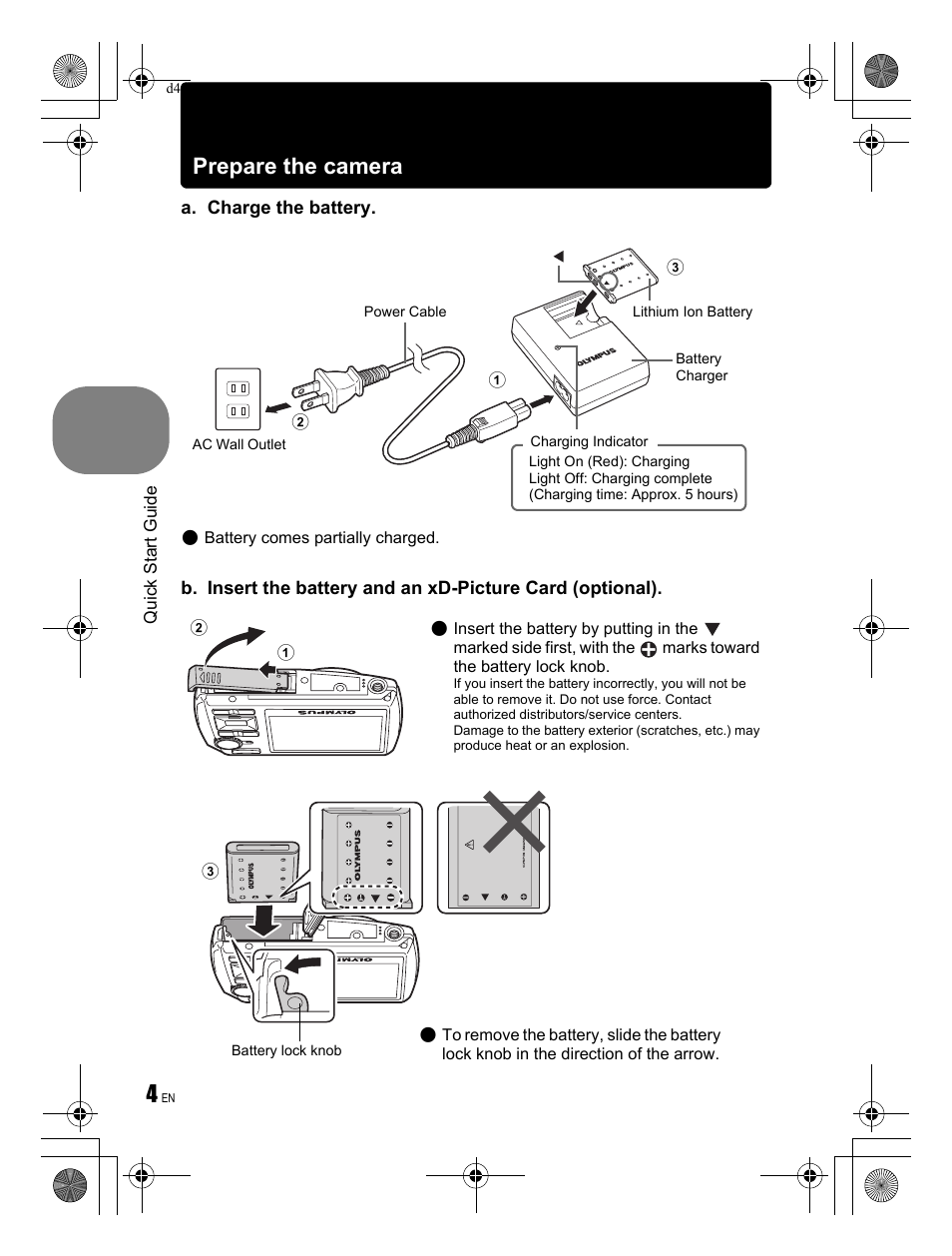 Prepare the camera | Olympus STYLUS 1200 User Manual | Page 4 / 84