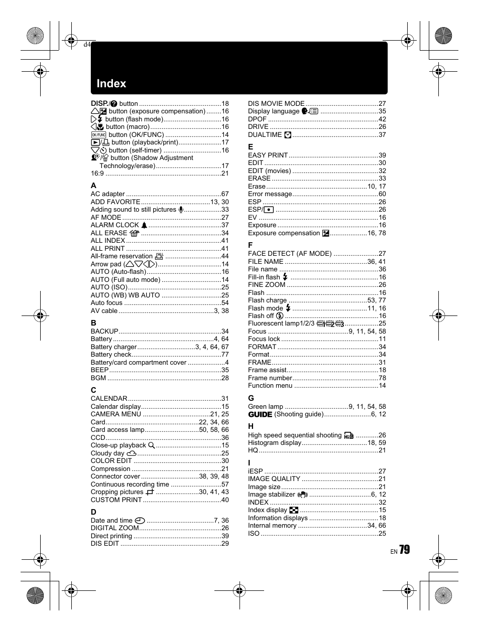 79 index | Olympus STYLUS 1200 User Manual | Page 79 / 84