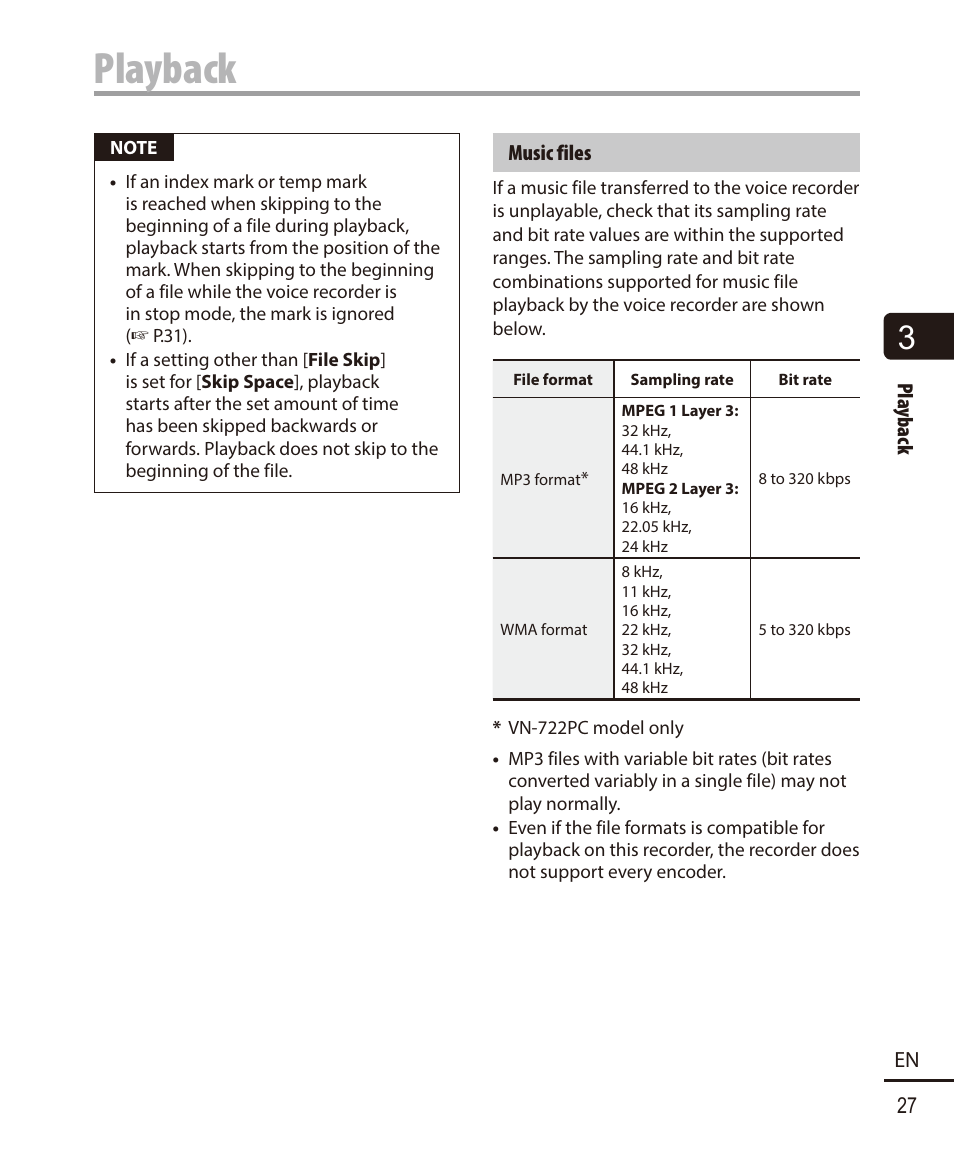 Playback | Olympus VN-722PC User Manual | Page 27 / 67