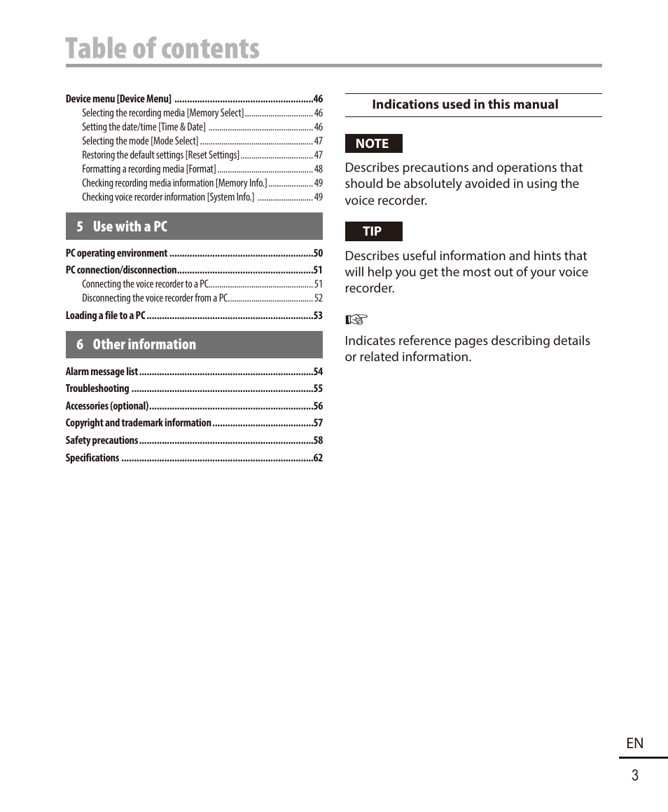 Olympus VN-722PC User Manual | Page 3 / 67