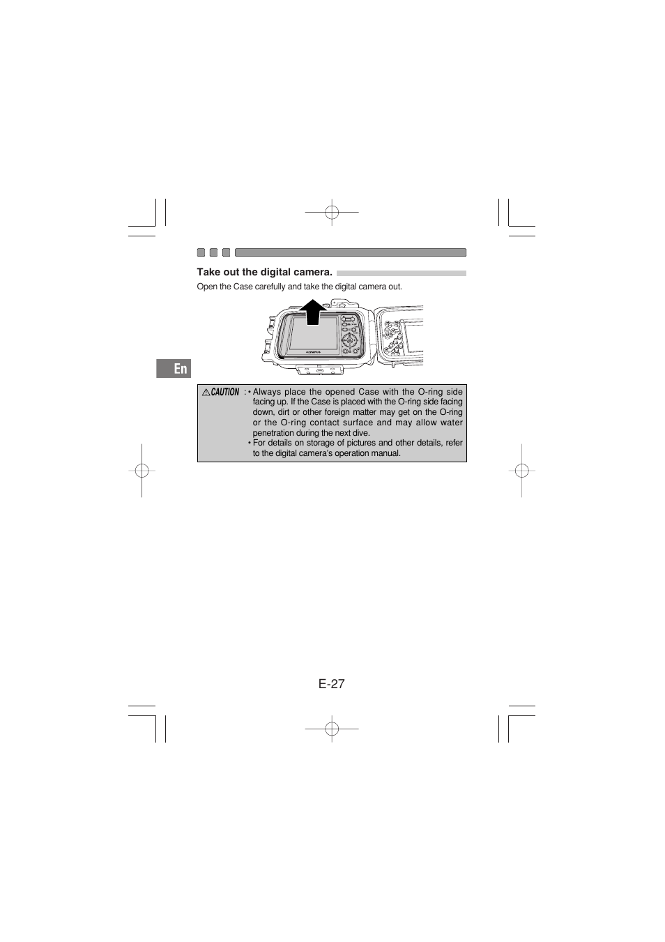 Take out the digital camera, E-27 | Olympus PT-029 User Manual | Page 28 / 40