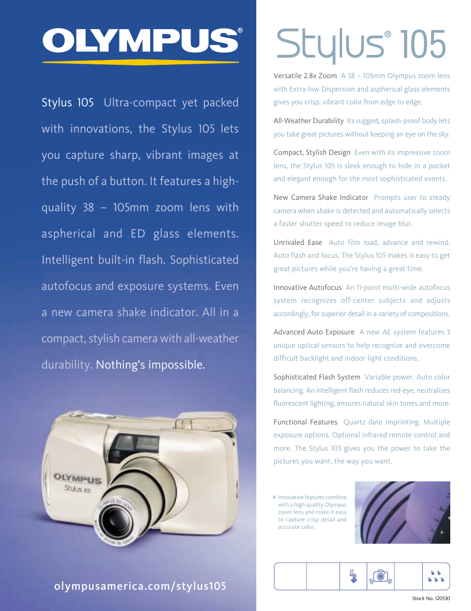 Olympus Stylus 105 User Manual | 2 pages