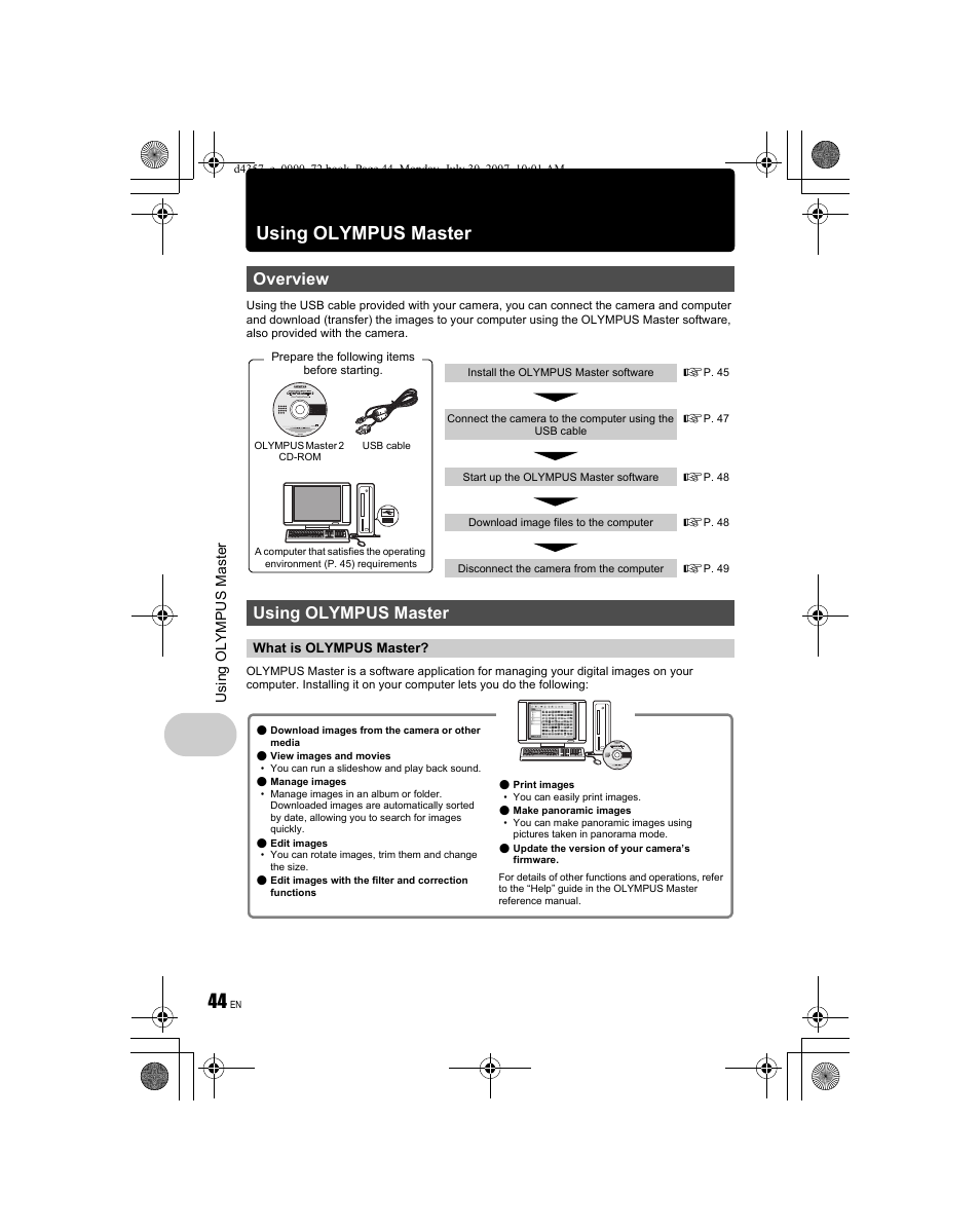 Using olympus master, Overview | Olympus STYLUS 830 User Manual | Page 44 / 84