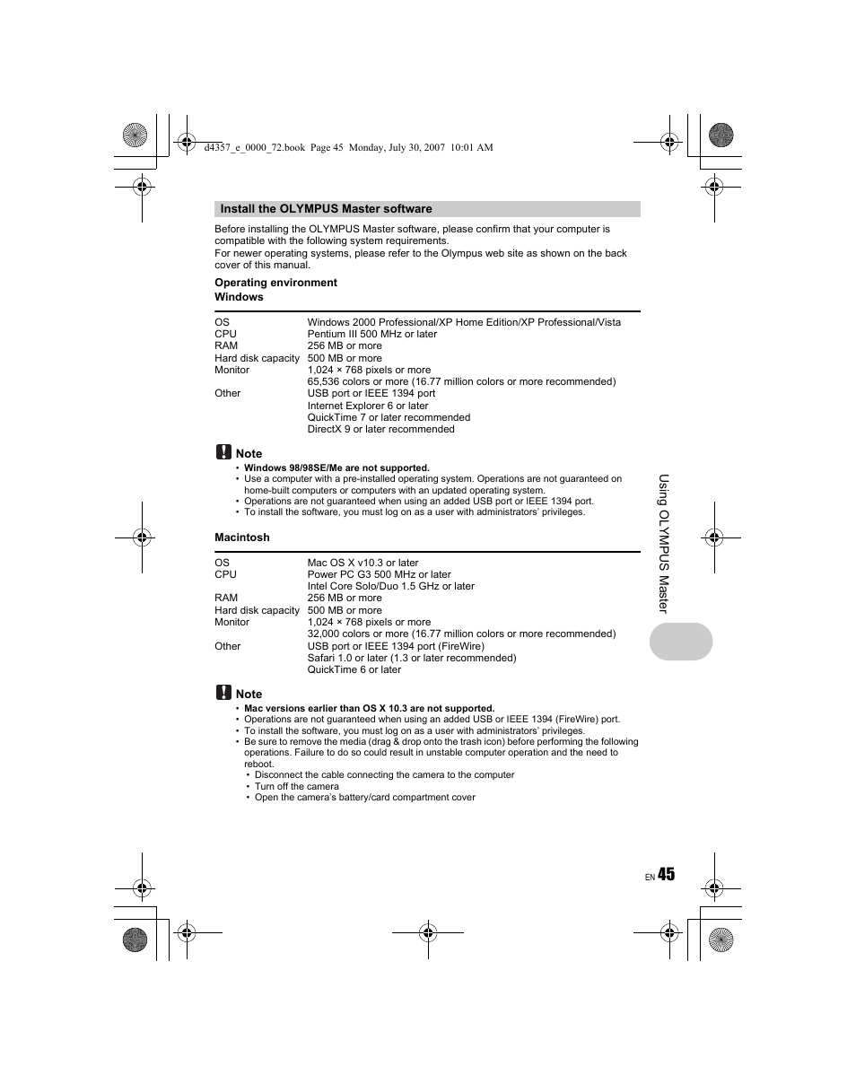Olympus STYLUS 830 User Manual | Page 45 / 84