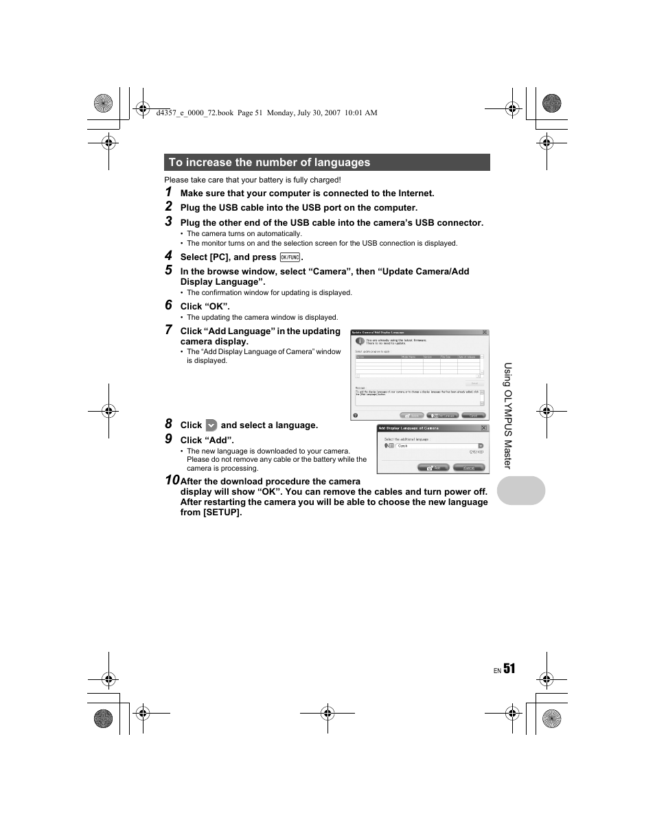 Olympus STYLUS 830 User Manual | Page 51 / 84