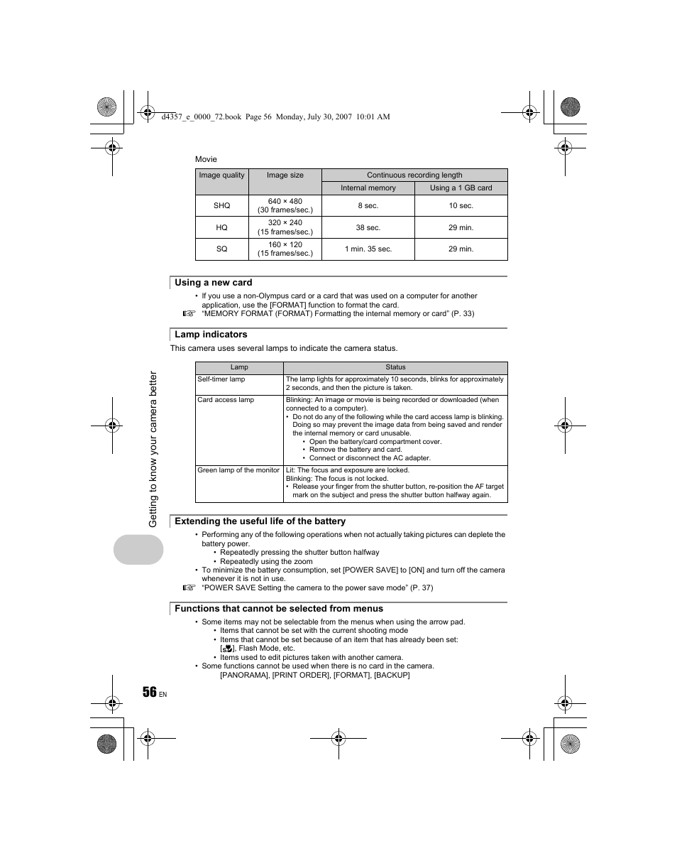 Olympus STYLUS 830 User Manual | Page 56 / 84