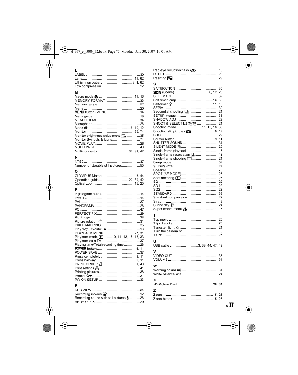 Olympus STYLUS 830 User Manual | Page 77 / 84