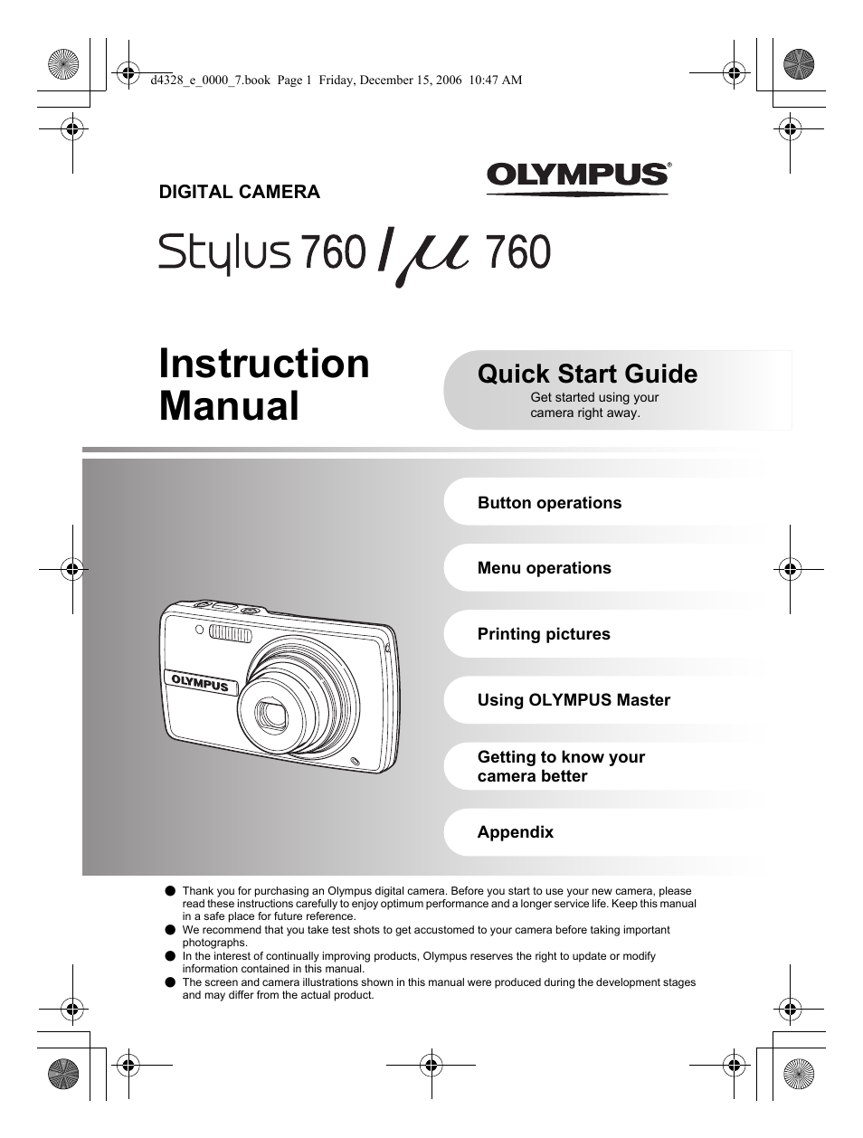 Olympus Stylus 760 User Manual | 84 pages