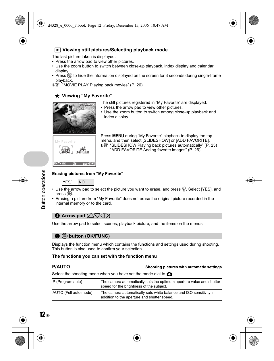 Button operations | Olympus Stylus 760 User Manual | Page 12 / 84