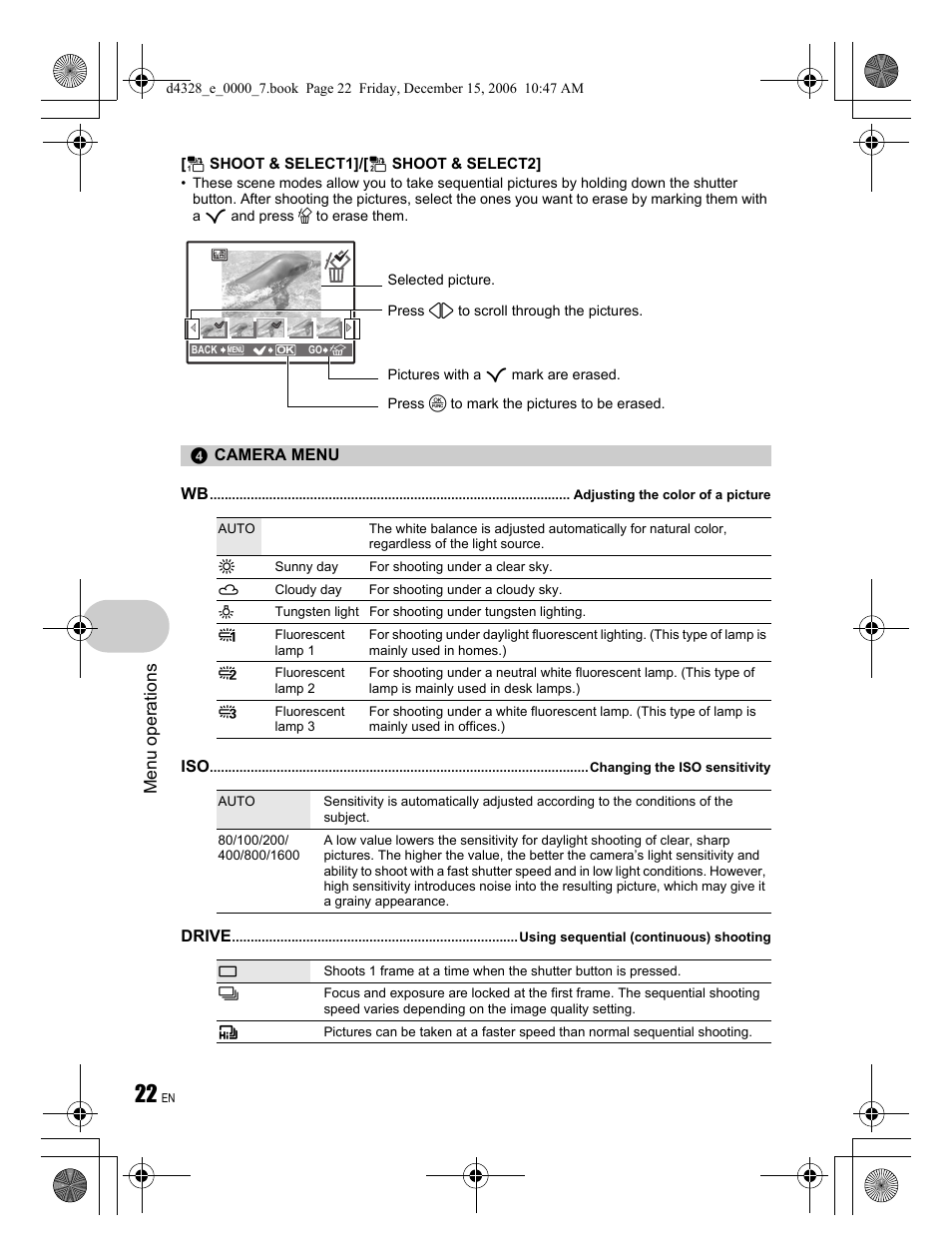 Menu operations | Olympus Stylus 760 User Manual | Page 22 / 84