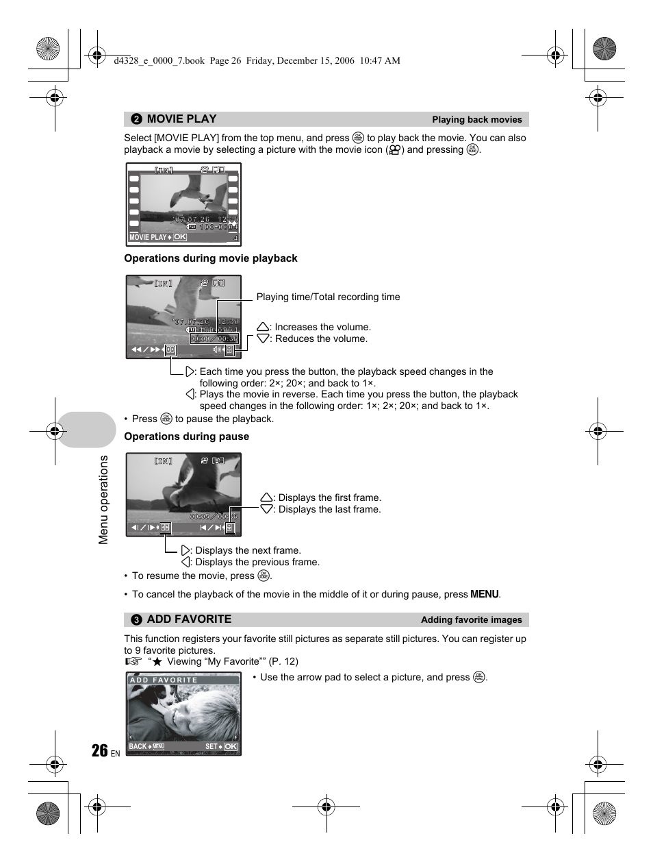 Menu operations | Olympus Stylus 760 User Manual | Page 26 / 84