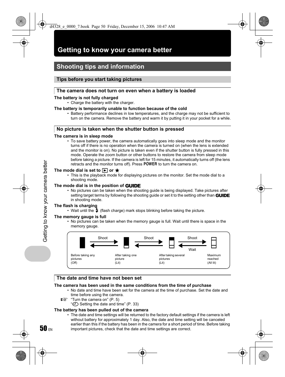 Ab c d, Getting to know your camera better, Shooting tips and information | Olympus Stylus 760 User Manual | Page 50 / 84