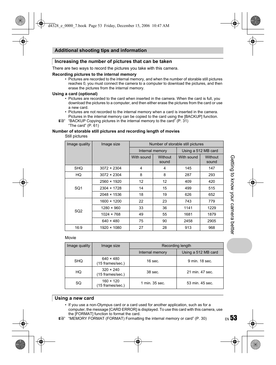 Getting to know your camera better | Olympus Stylus 760 User Manual | Page 53 / 84