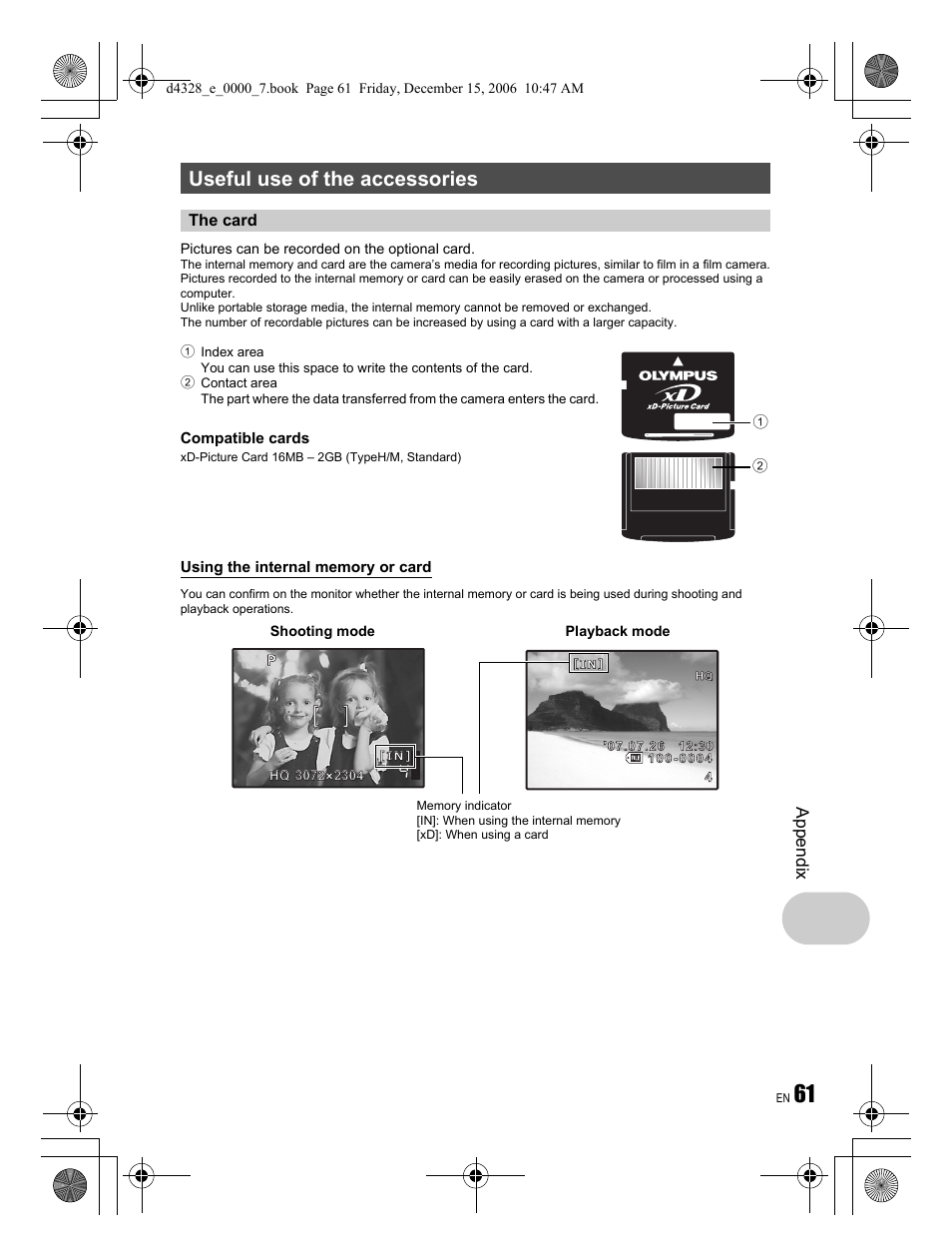 Useful use of the accessories | Olympus Stylus 760 User Manual | Page 61 / 84