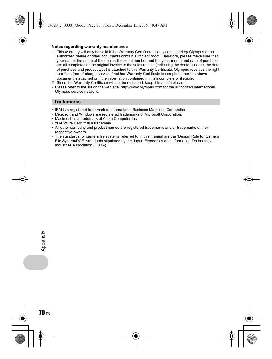 Olympus Stylus 760 User Manual | Page 70 / 84