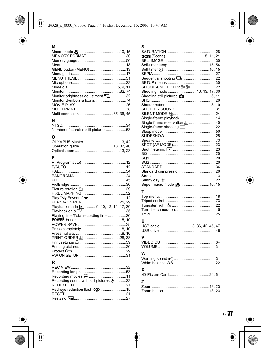 Olympus Stylus 760 User Manual | Page 77 / 84