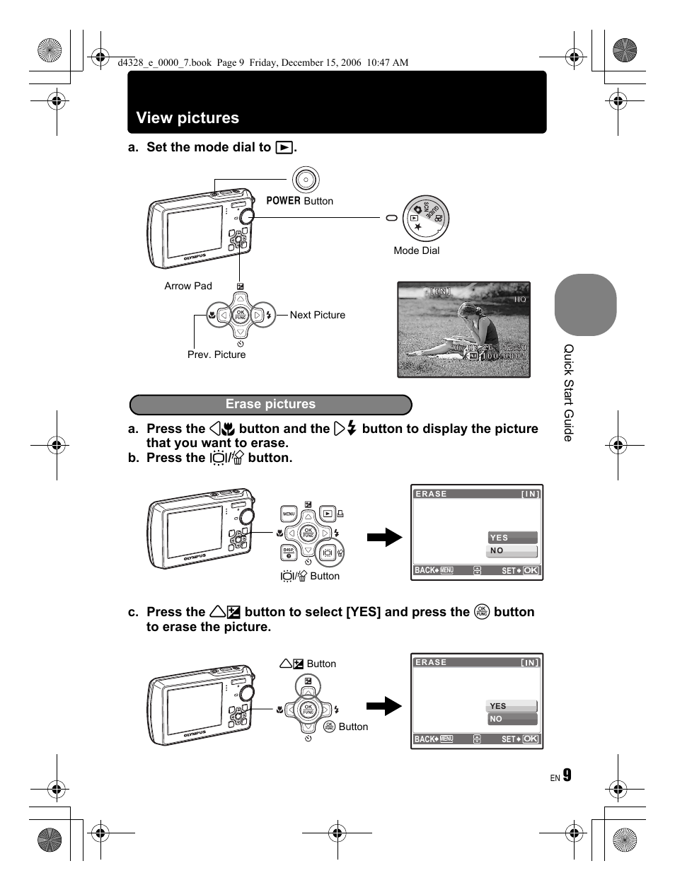 View pictures, Erase pictures | Olympus Stylus 760 User Manual | Page 9 / 84