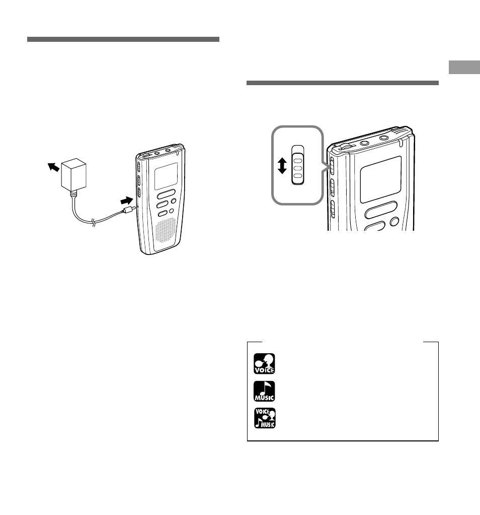 Using the ac adapter | Olympus DM-1 Digital Voice Recorder User Manual | Page 11 / 64