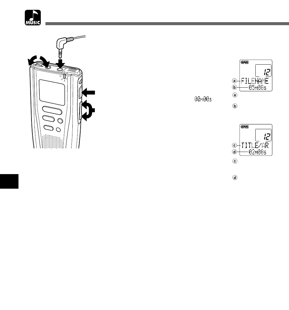 Music playback, Music | Olympus DM-1 Digital Voice Recorder User Manual | Page 46 / 64