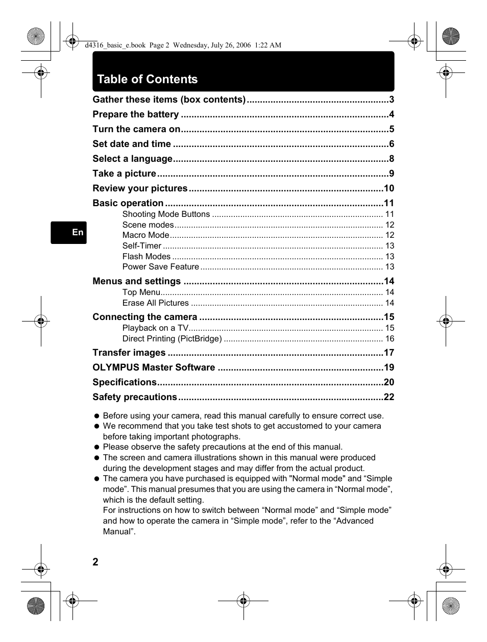 Olympus STYLUS 730 User Manual | Page 2 / 80