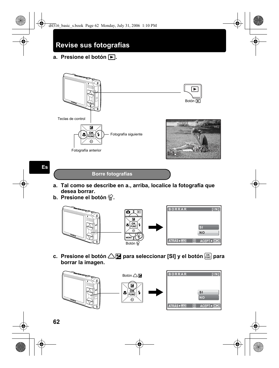 Revise sus fotografías | Olympus STYLUS 730 User Manual | Page 62 / 80