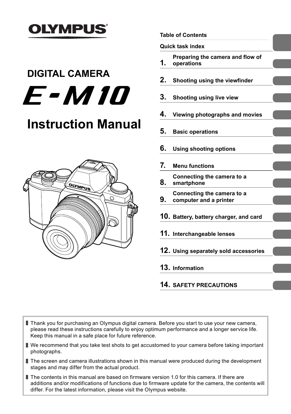 Olympus E-M10 User Manual | 161 pages