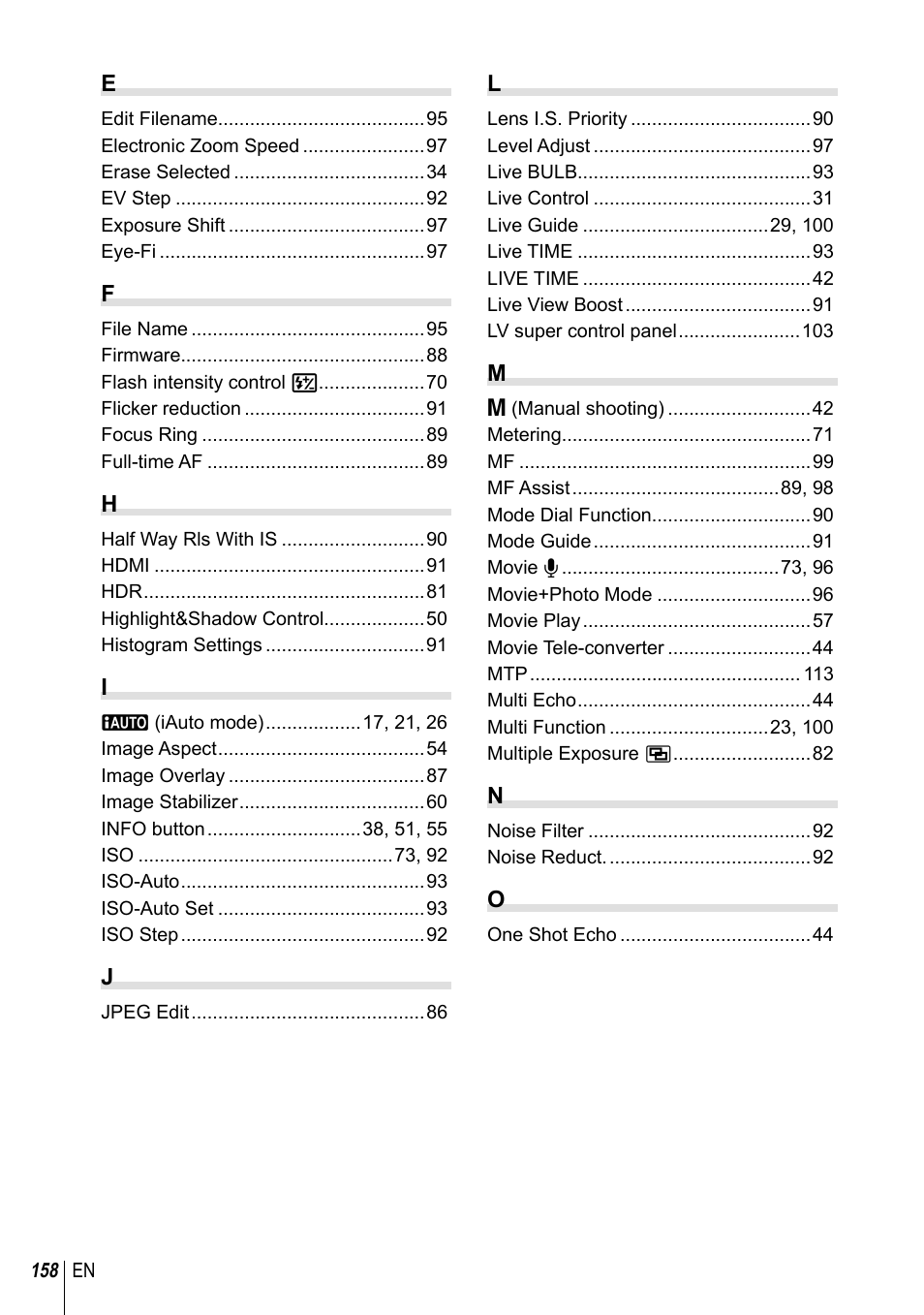 Olympus E-M10 User Manual | Page 158 / 161