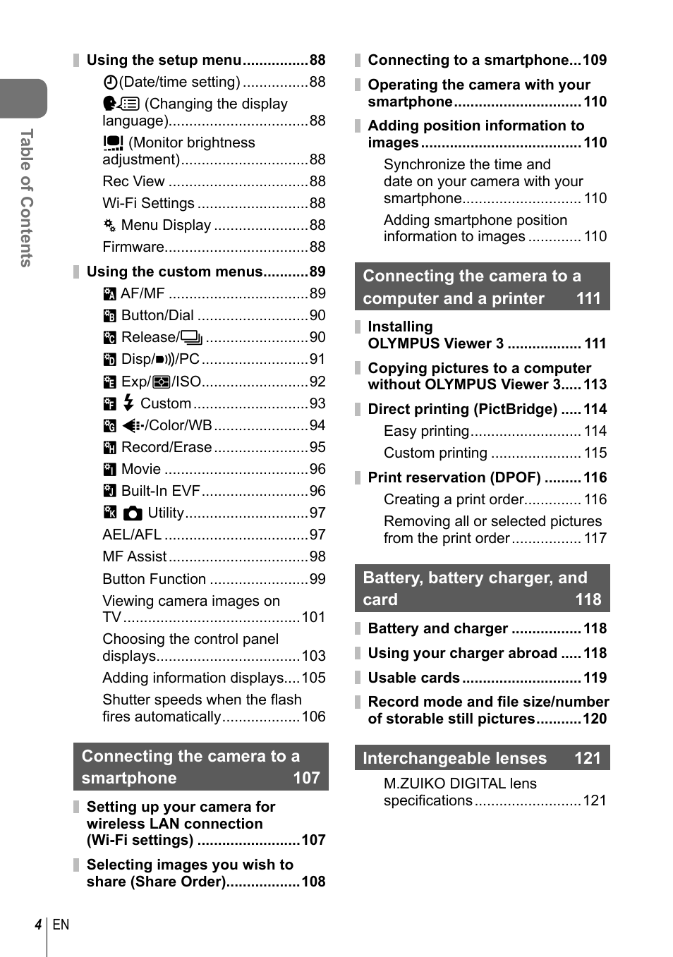 Olympus E-M10 User Manual | Page 4 / 161