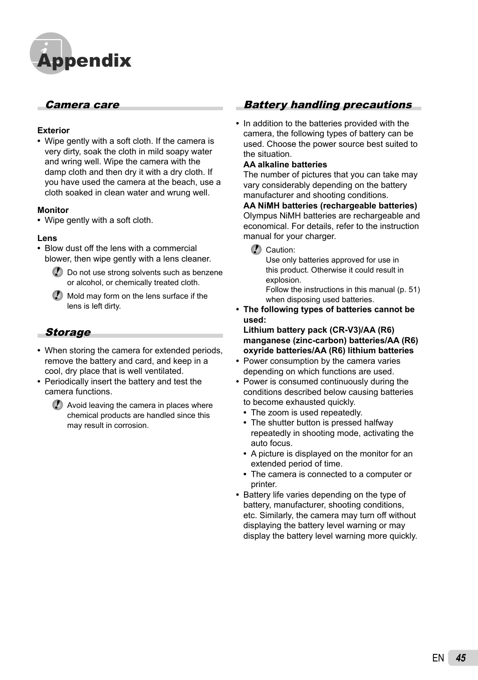 Appendix | Olympus FE-46 User Manual | Page 45 / 61