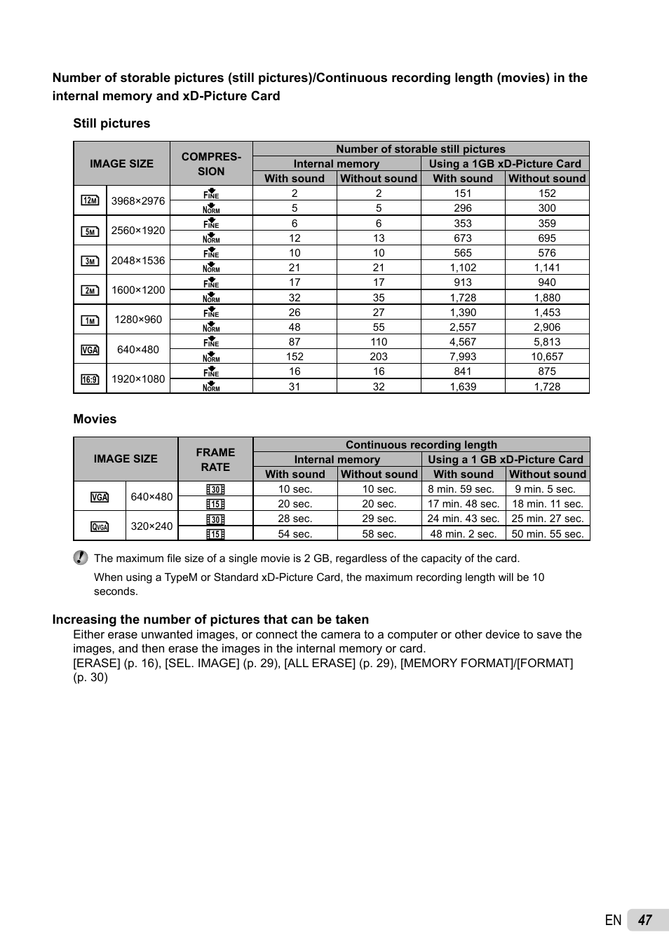 47 en | Olympus FE-46 User Manual | Page 47 / 61