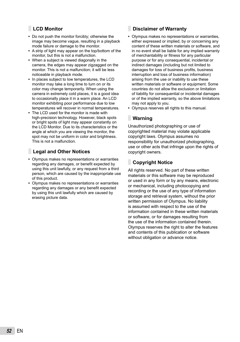 52 en | Olympus FE-46 User Manual | Page 52 / 61
