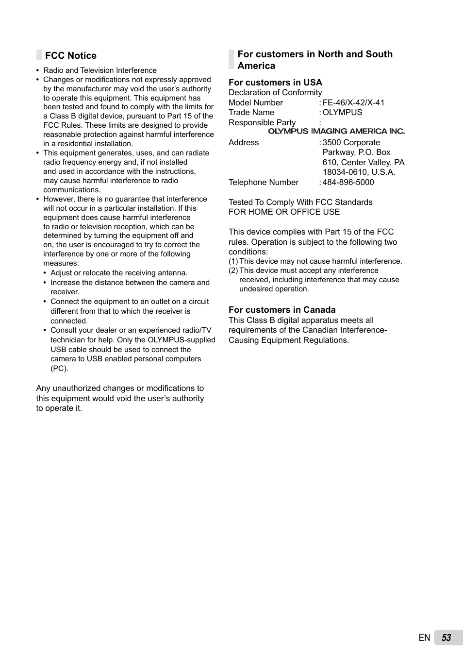 53 en | Olympus FE-46 User Manual | Page 53 / 61