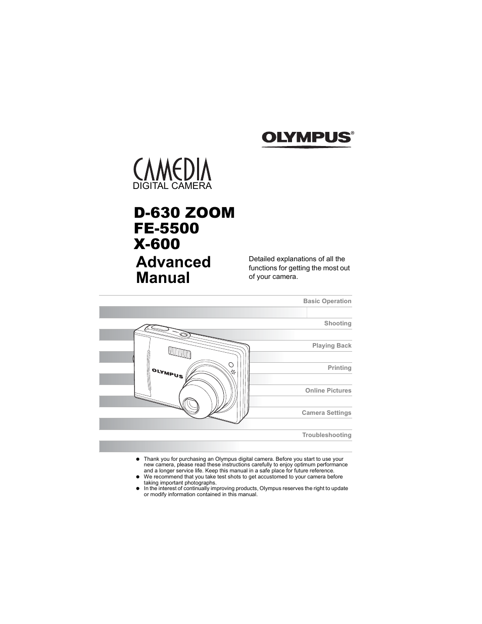 Olympus D-630 Zoom User Manual | 134 pages