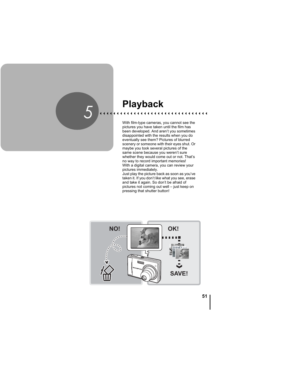 5 playback, Playback, P. 51 | Olympus D-630 Zoom User Manual | Page 51 / 134