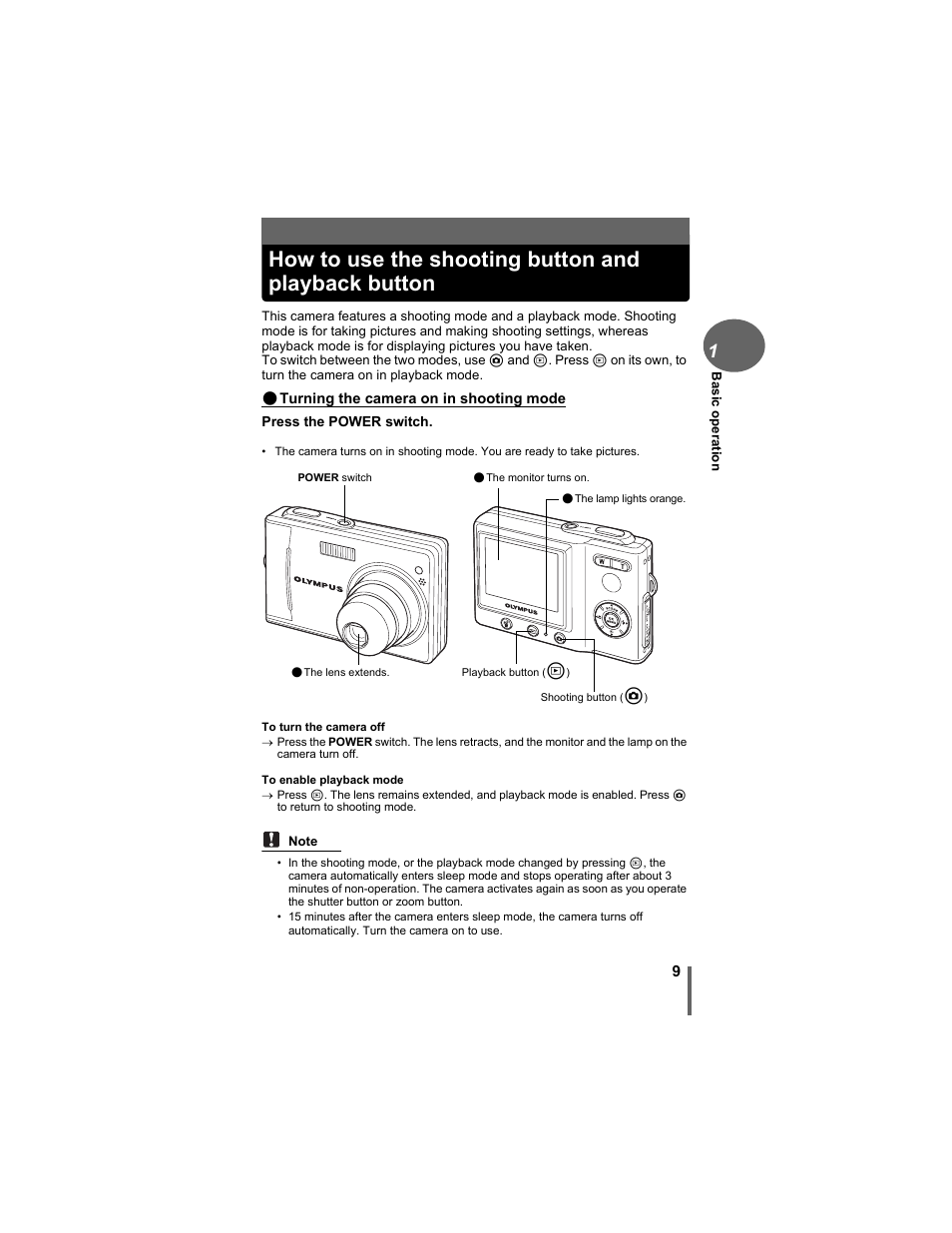 How to use the shooting button and playback button | Olympus D-630 Zoom User Manual | Page 9 / 134