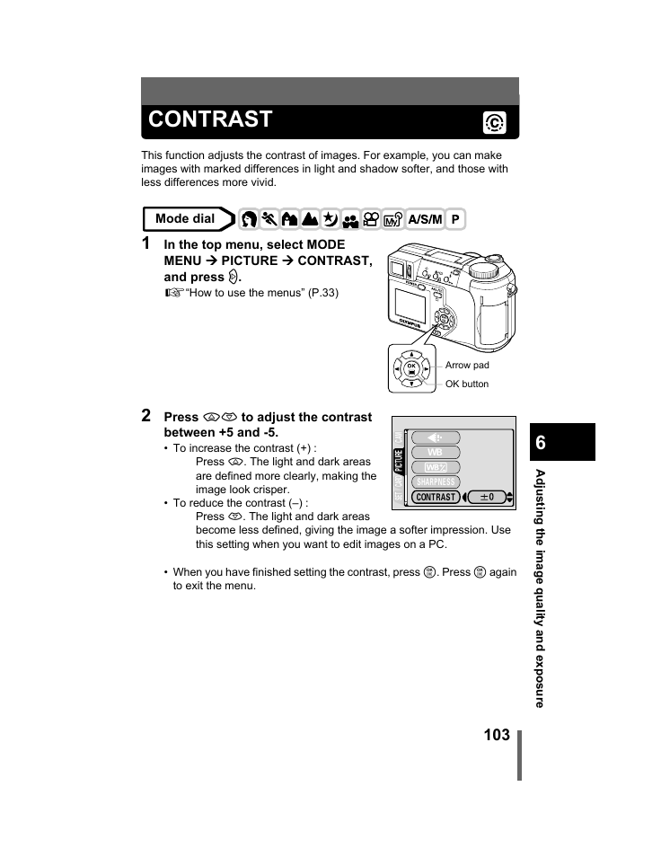 Contrast, P.103 | Olympus C-740-C-760 Ultra Zoom User Manual | Page 104 / 226