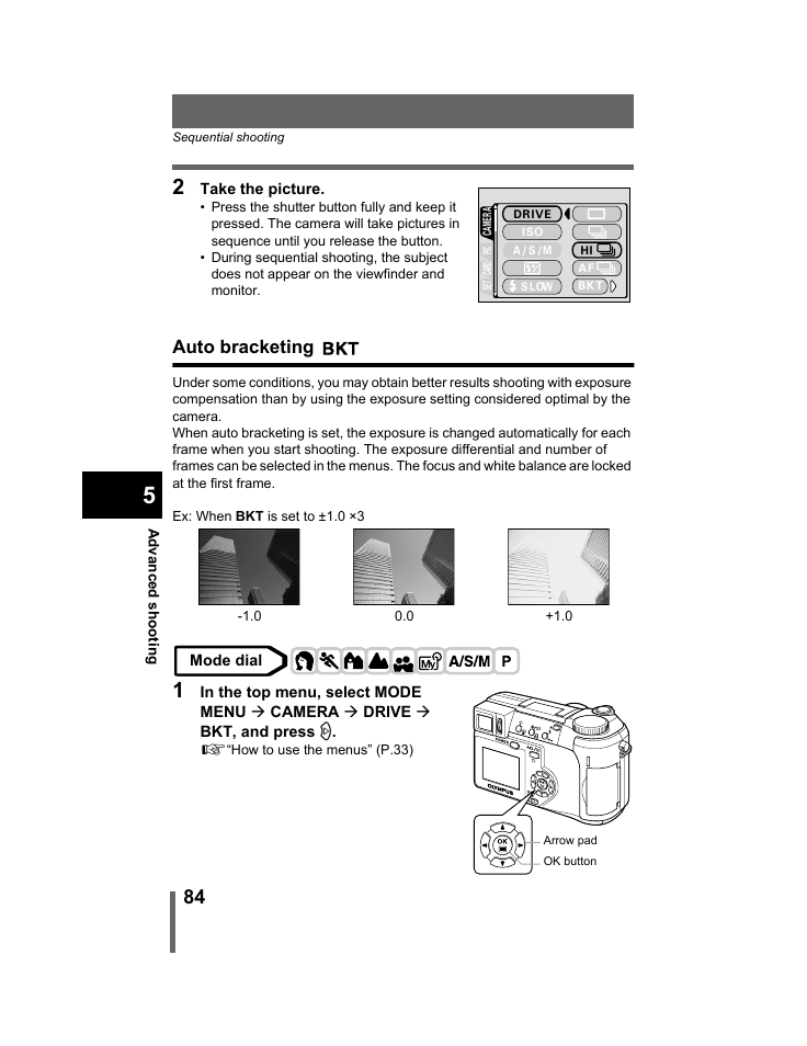 Auto bracketing | Olympus C-740-C-760 Ultra Zoom User Manual | Page 85 / 226