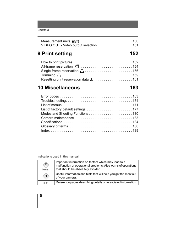 9 print setting 152 | Olympus C-740-C-760 Ultra Zoom User Manual | Page 9 / 226