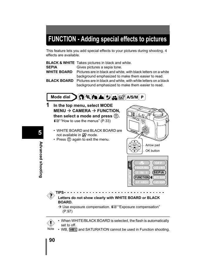 Function - adding special effects to pictures, P.90 | Olympus C-740-C-760 Ultra Zoom User Manual | Page 91 / 226