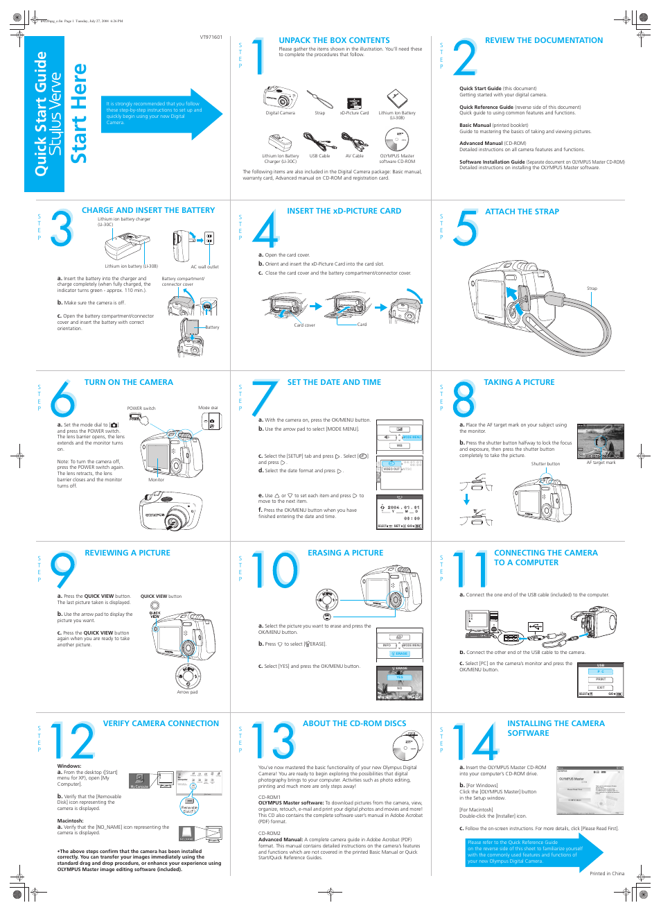 Olympus Stylus Verve User Manual | 2 pages