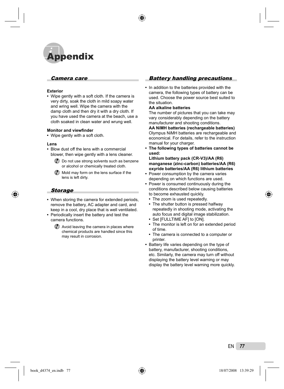 Appendix | Olympus SP-565 UZ User Manual | Page 77 / 94